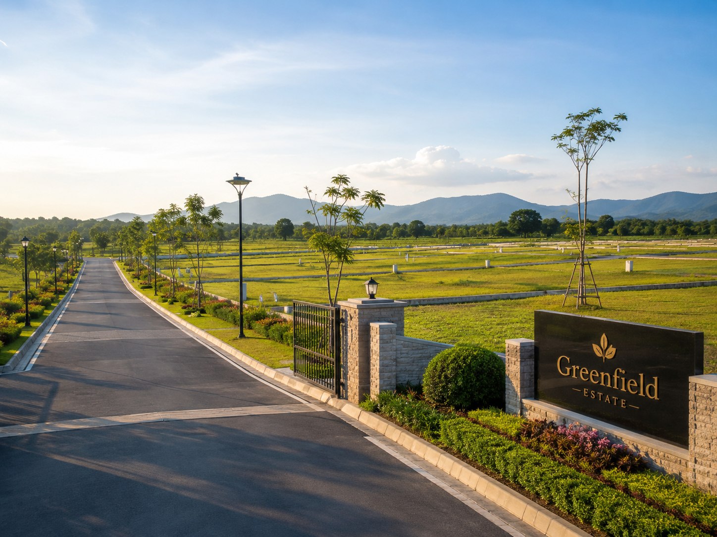 Land estate entrance and verified property opportunity