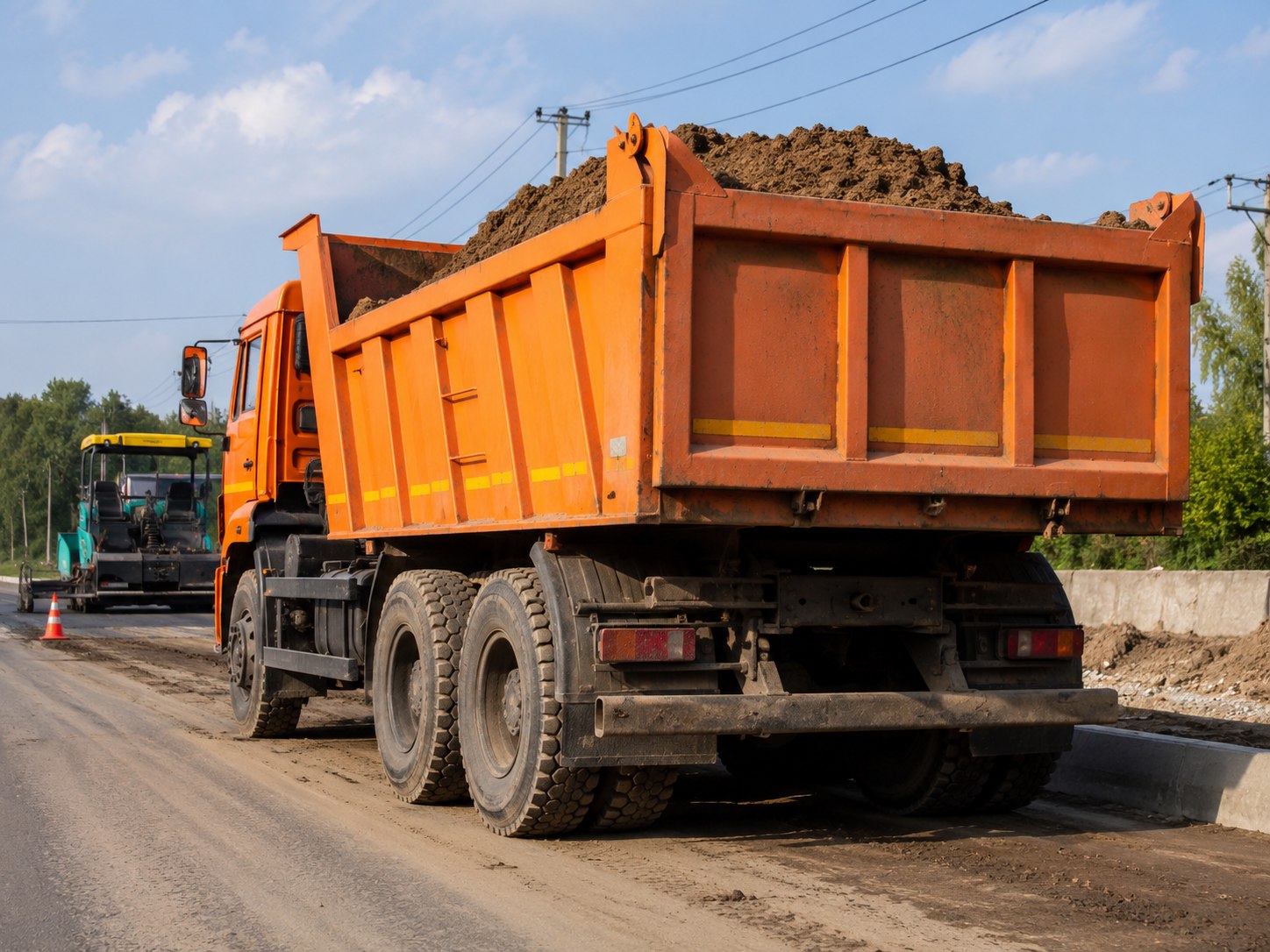 Truck loaded with stone materials for construction supply
