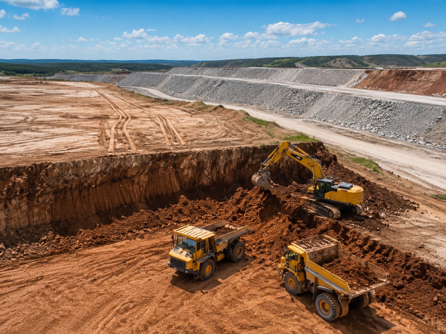 Construction material movement across a large project site